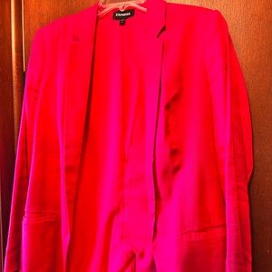 Bright pink linen blazer. Size M